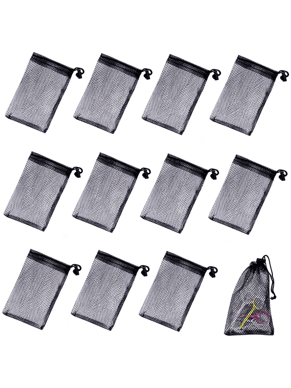 12Pcs Small Mesh Bags Nylon Mini Storage Mesh Drawstring Bags for Travel Stuff Organizing Nylon Small Mesh Bags (6 X 4 Inch)