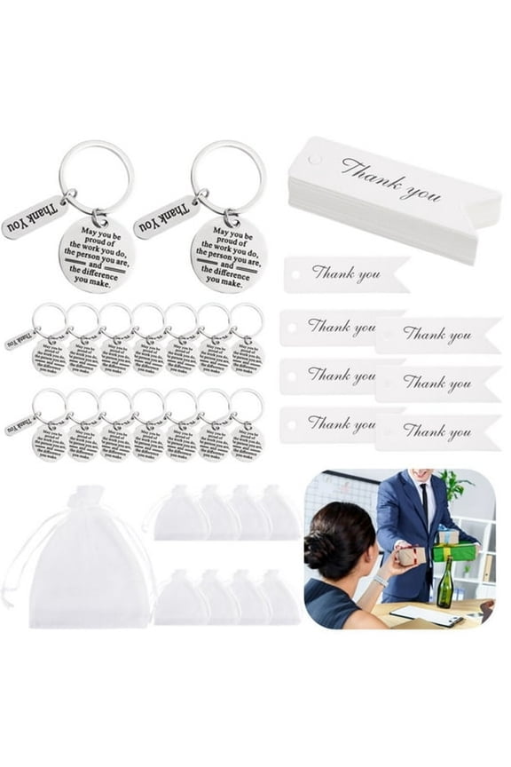 150 Pcs Employee Appreciation Gifts,Thank You Keychains,Inspirational Stainless Steel Keyrings with Drawstring Bags and Cards,Appreciation Gifts for Coworker Nurse