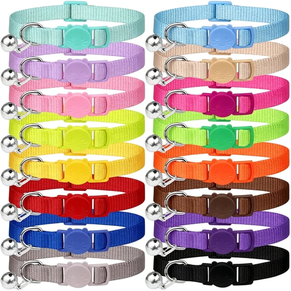 GASTROPOD 16 Pcs Breakaway Cat Collars,Kitten Collar with Bell Cat Collars for Boy Girl Cats Breakaway Collar for Cats 6-9", Cat Collar