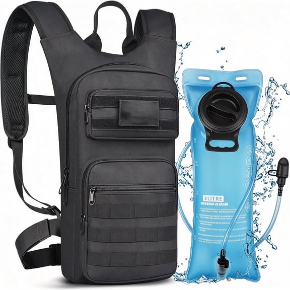 GASTROPOD 17L Hydration Backpack with 3L Tpu Water Bladder,Camel Backpack Hydration Pack for Hiking Hunting Climbing Cycling Biking Running,Molle Compatible Water Backpack for Men Women,Black