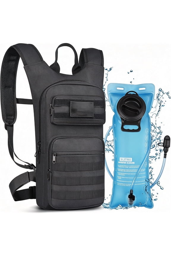 17L Hydration Backpack with 3L Tpu Water Bladder,Camel Backpack Hydration Pack for Hiking Hunting Climbing Cycling Biking Running,Molle Compatible Water Backpack for Men Women,Black