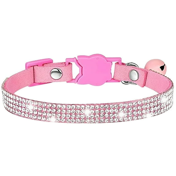 GASTROPOD 1Pack Rhinestones Dog Cat Collars with Bell Bling Pet Puppy Collars with Soft Velvet Crystal Collars Girl Jeweled Necklace