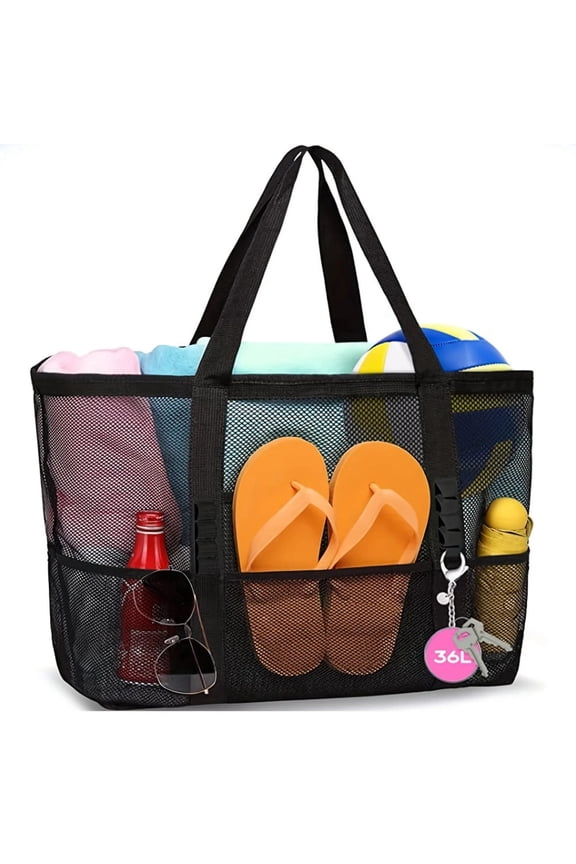 1Pcs Large Mesh Beach Bag Sandproof Swim Tote Bag Oversized for Family Foldable Lightweight Pool Boat Bag