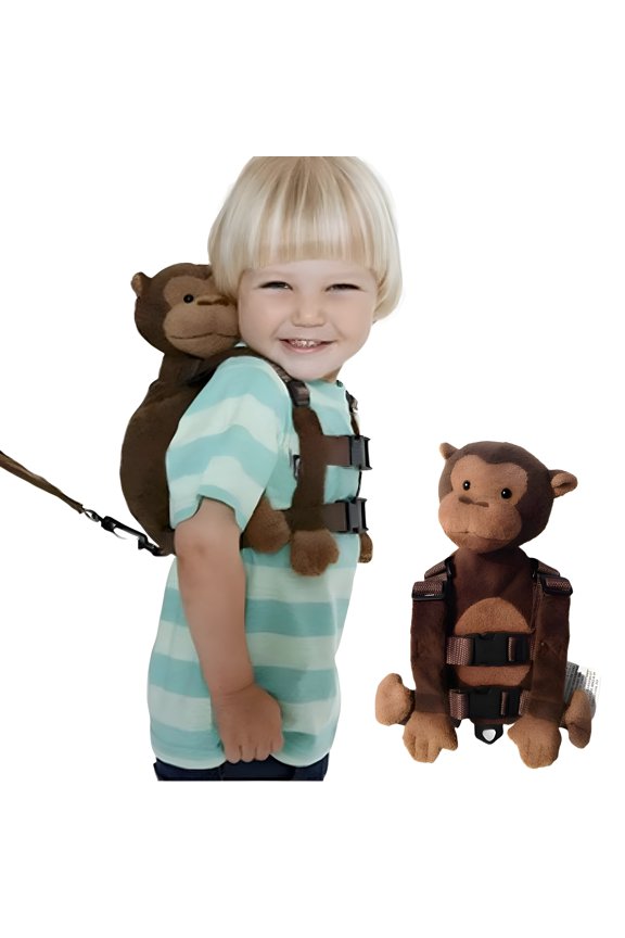2-In-1 Monkey Backpack with Leash, Adjustable Anti-Lost Walking Belt