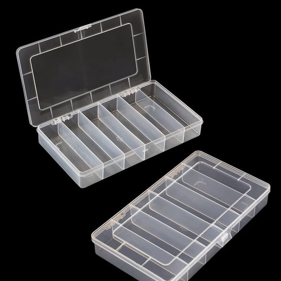 GASTROPOD 2 Pack 6 Grids Tackle Box Organizer Mascara Brushes Container Fishing Tackle Tray Box Plastic Storage Organizer Container for Crafts,Beads Earrings,Screws,Nail,Pins
