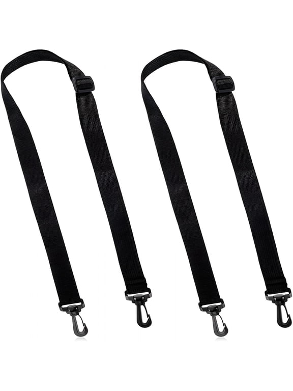 2 Pack Black Duffle Bag Strap Replacement, Adjustable Straps with Swivel Clips, Nylon Shoulder Straps for Crossbody Bag, Sling Bags, Water Bottle Carrier