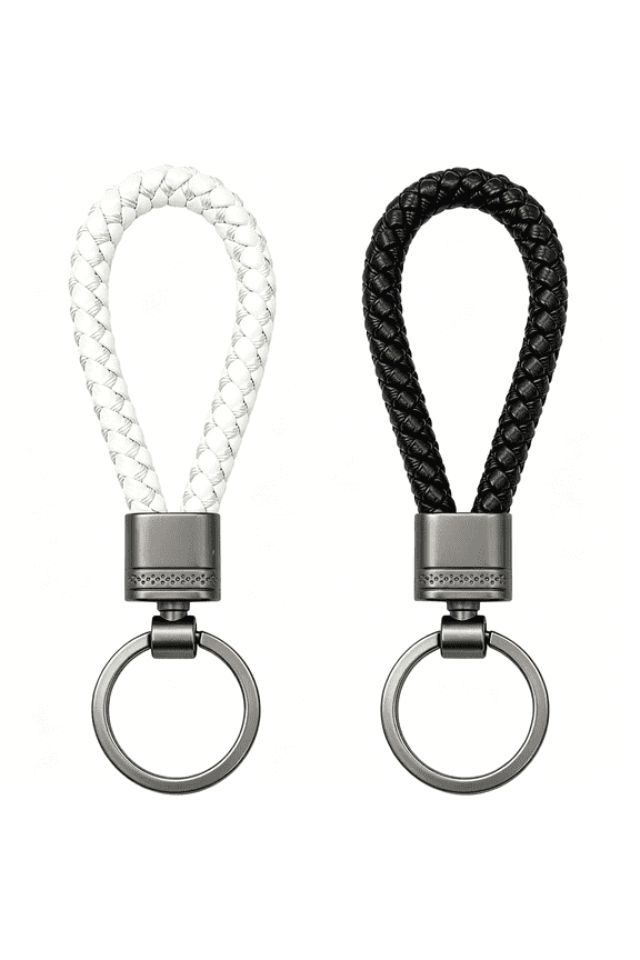 2 Pack Braided Leather Keychain,Handwoven Rope Strap Keychain for Women Men,Leather Keychains for Car Keys