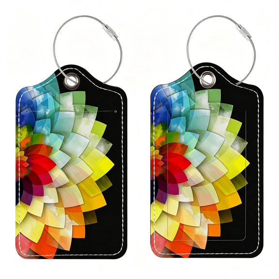 GASTROPOD 2 Pack Cute Pu Leather Luggage Tags for Suitcases,Travel Essentials | Tsa Approved, Privacy Cover Id Label, Stainless Steel Loop, Waterproof, for Airport Cruise Travel, Colorful Flower