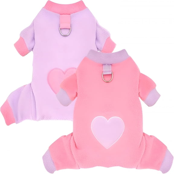 GASTROPOD 2 Pack Dog Pajamas Small Sized Dog Fleece Pajamas Cute Fleece Sweater Doggy Sweater Love Pattern Onesies for Dogs Pjs Small Clothes