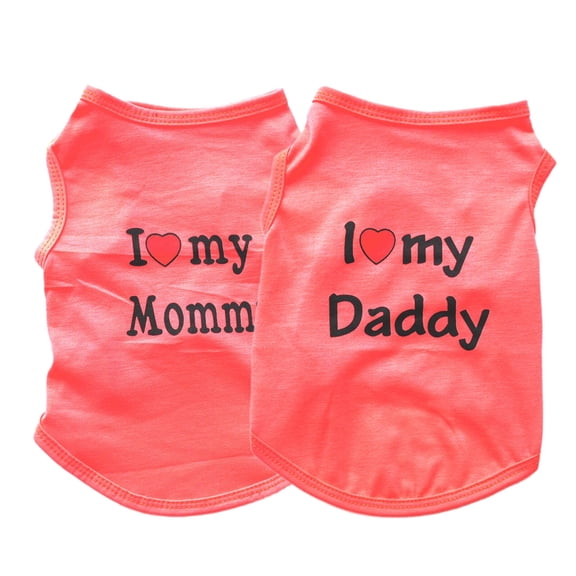 GASTROPOD 2 Pack Dog Shirts, Cute "I Love My Mom/Dad" Puppy Clothes, Soft Cotton Blend Pet Apparel for Small Dogs, Size S