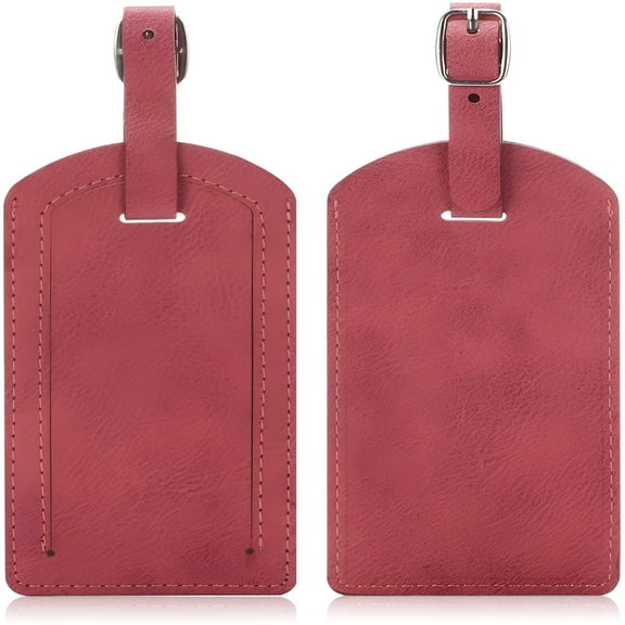 GASTROPOD (2 Pack) Luggage Tag, Travel PU Leather Tag Address Label Holder with Privacy Cover Suitcase Identifier for Cruise, Airplane, and Traveling (Maroon)