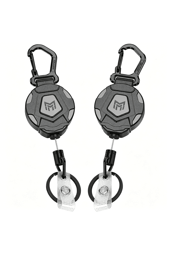 2-Pack Retractable Keychain,Heavy Duty Carabiner Badge Holder,Tactical Id Badge Reel Key Chain with 31.5" Steel Retractable Cord,8.0 Oz