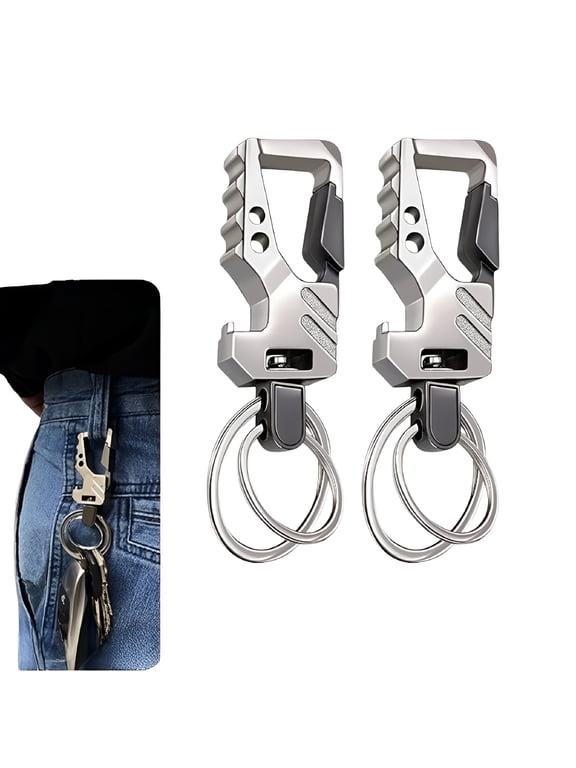 2 Pack Tactical Carabiner Keychain,Heavy Duty Zinc Alloy Key Holder with Bottle Opener,EDC Key Ring Clip keychain holder for Outdoor,Travel,Car Keys