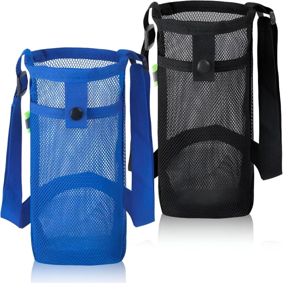 GASTROPOD 2 Packs Bottle Holder with Strap,Mesh Sling with Adjustable Shoulder Strap,Portable Bag with Pocket,Water Bottle Carrier for Walking,Hiking,Travelling