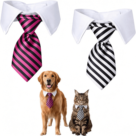 GASTROPOD 2 Pcs Cat Dog Neck Tie, Adjustable Dog Cat Tie Collar Formal Pet Neck Costume Set for Dogs Cats Cosplay Party and Photo Shoot Cat Tie