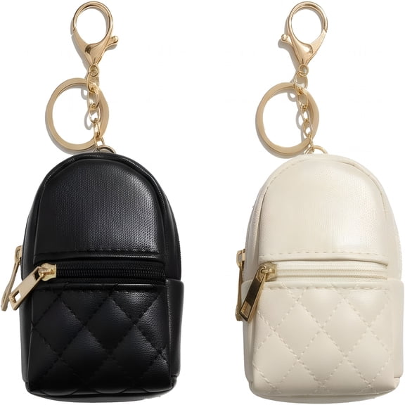 GASTROPOD 2 Pcs Coin Purse Mini Backpack Coin Keychain Pouch for Women,Cute Leather Change Purse Small Pouch for Keys Lipstick Bag Charm Accessories