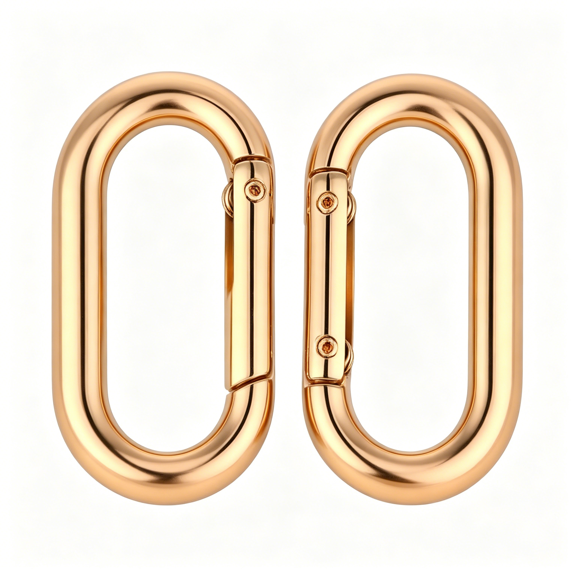 GASTROPOD 2 Pcs Spring O Ring Clip for Purse Strap Oval Snap Clip Gold Key Rings for Keychain Alloy Round Buckle Key Hook Purse Strap Extender Clip for Keys,Bag,Handbag,Crafts 1.93"*0.94"