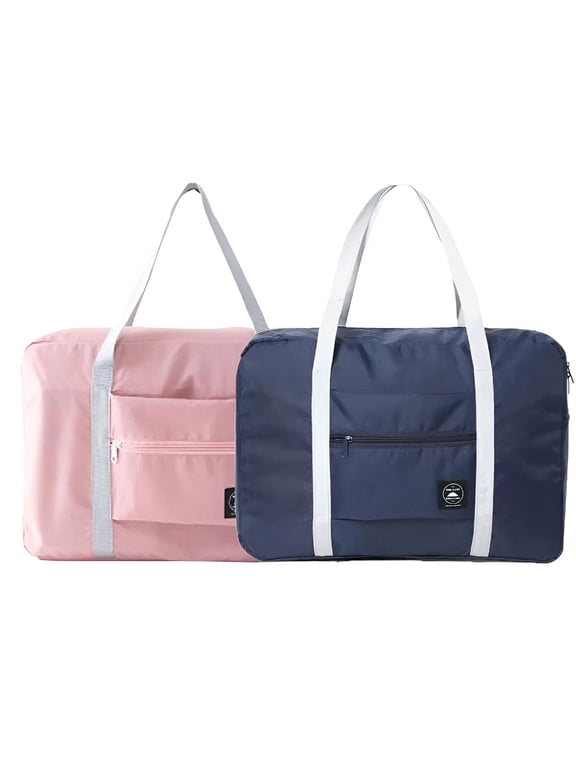 2 pack Personal Item Bag 18x14x8 Foldable Travel Duffel Bag Tote Carry on Luggage Duffle Overnight for Women and Men
