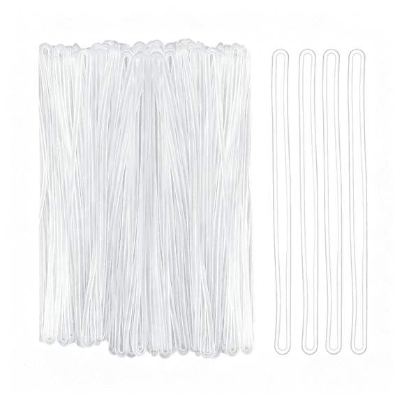 GASTROPOD 200 Pack 6" Plastic Luggage Loop Straps Clear Travel Worm Loops for Suitcase Bag Id Tags Photo Label Fastener Plastic Tag Loops
