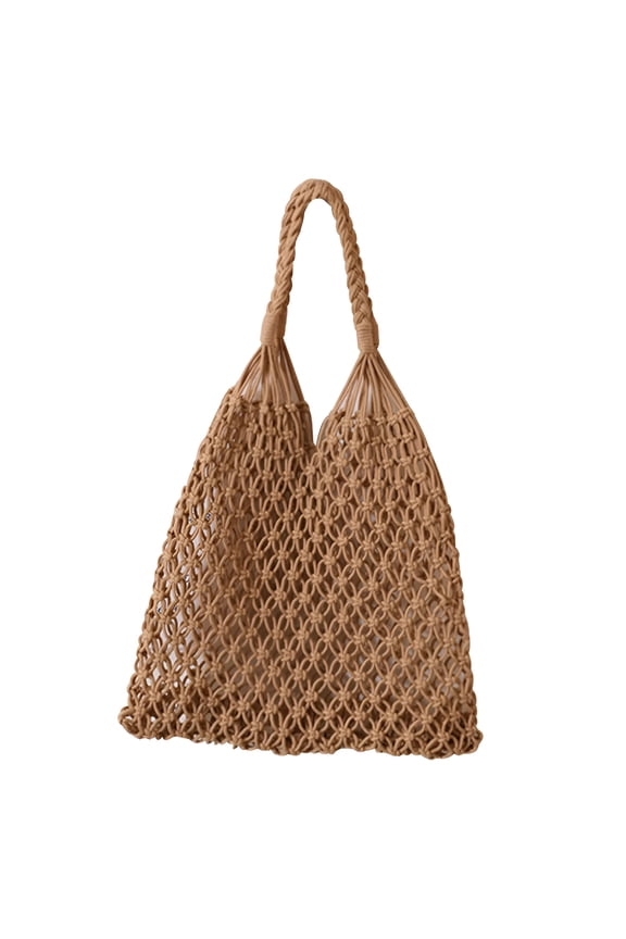 2026 New 1Pcs Crochet Backpack Flap Drawstring Shoulders Bag Summer Beach Woven Tote Bag for Beach, Travel, Picnic, Casual, Straw Rattan Raffia Bucket Bag, Handmade Basket Handbag