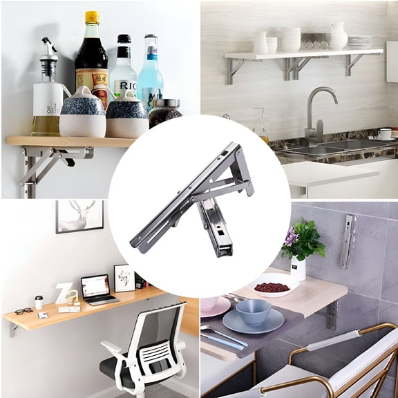 GASTROPOD 2026 New 2 Pcs Folding Heavy Shelf Bracket Stainless Wall Mounted Collapsible Brackets for Kitchen, Garage, Workshop, Laundry 8Inch White