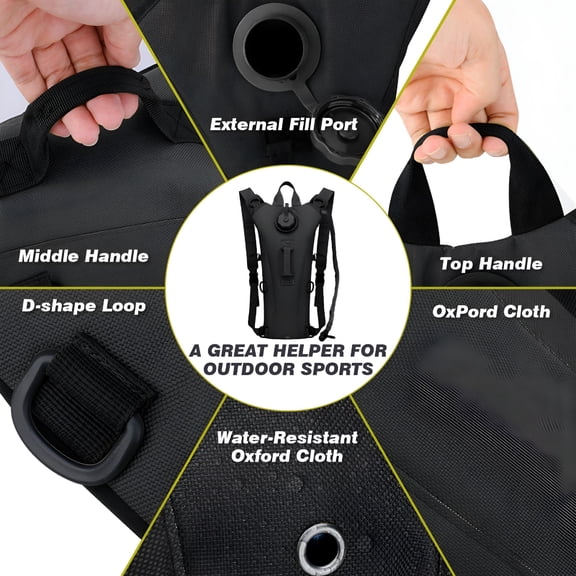 GASTROPOD 2026 New 3L Water Bag Backpack Pack Camping Water Tactical Reservoir System Bladder Hydration, Black for Hiking, Camping, Trekking, Outdoor Activities, Military Training, Cycling.