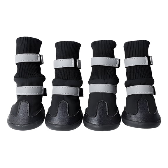 GASTROPOD 2026 New 4-Pack All Weather Dog Boots, Reflective Waterproof Pet Shoes with Non-Slip Sole & Adjustable Straps, for Small Medium Large Dogs, Black/Red/Blue