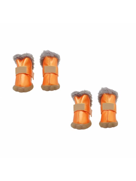 2026 New 4Pcs Dog Shoes Anti-Slip Waterproof Casual Dog Boots & Paw Protectors Fall Dog Boots for Winter for Outdoor Walking Running Rainy Days 4.5X3.5Cm Orange