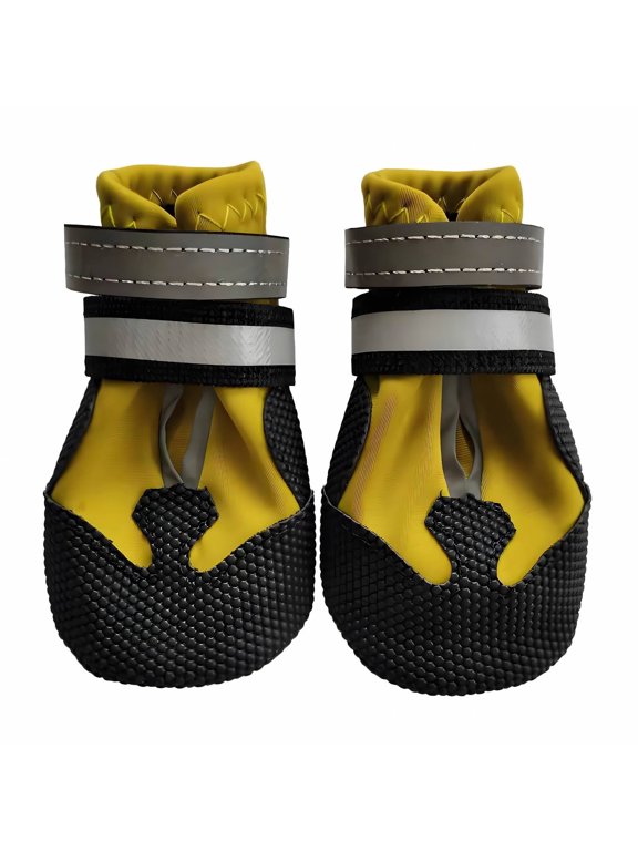 2026 New 4Pcs Dog Shoes Waterproof Non-Slip Soft Sole Dog Rain Boots Comfortable Fit Dog Boots & Paw Protectors for Walking Outdoor Training Yellow
