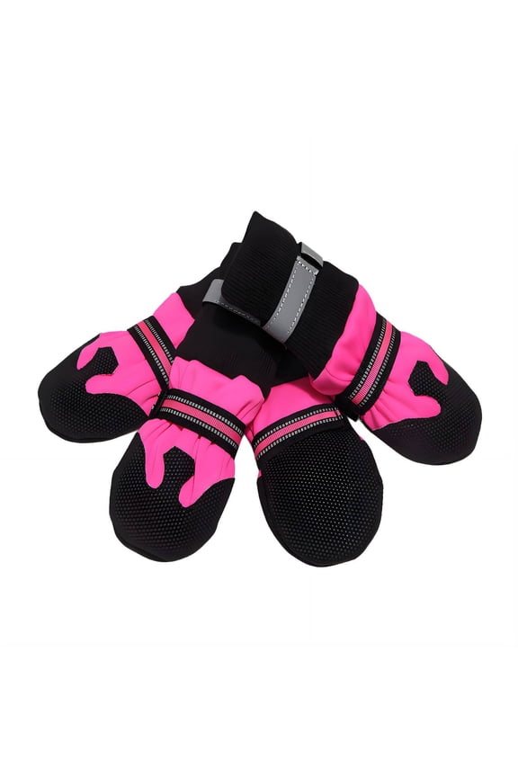 2026 New 4Pcs Dog Shoes for Winter Dog Boots & Paw Protectors Comfortable Reflective Magic Tape Design Dog Rain Boots for Outdoor Walking Running Rainy Days 6X5Cm Pink