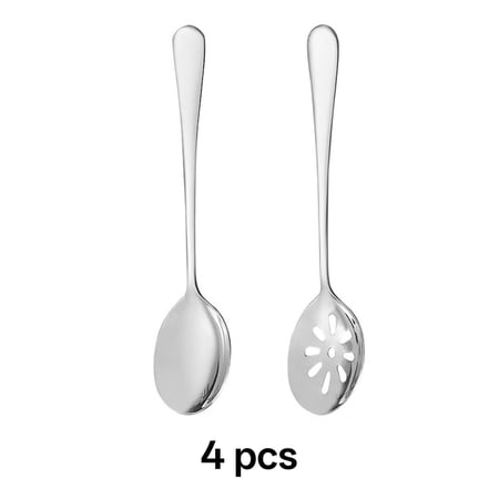GASTROPOD 2026 New 4Pcs Soup Spoons Slotted Spoon Stainless Steel Ladle for Kitchen Cooking Soup Frying Home Use Silver