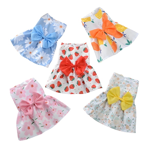 GASTROPOD 2026 New 5Pcs Dog Clothes Polyester Dog Clothes for Small Dogs Cute Pattern Puppy Clothes for Daily Walk Party Travel Mix Xl