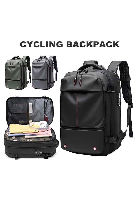 2026 New 60L Vacpack Backpack Waterproof Anti-Theft Air Vacuum Compression Travel Backpack with Electric Pump for Travelers for Hiking, Travel, Camping, Outdoor, Adventure Black