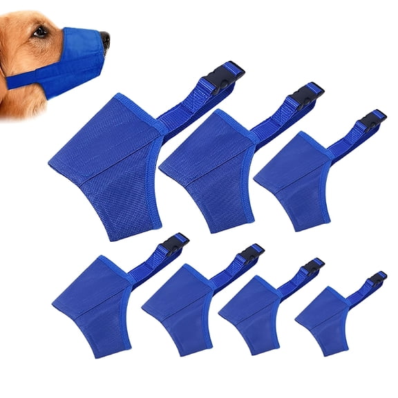 GASTROPOD 2026 New 7 Pcs Dog Muzzles for Biting, Barking, Chewing, Adjustable Mouth Cover for Small, Medium, Large Dogs, Soft Comfortable Muzzle for Long Snout - Blue
