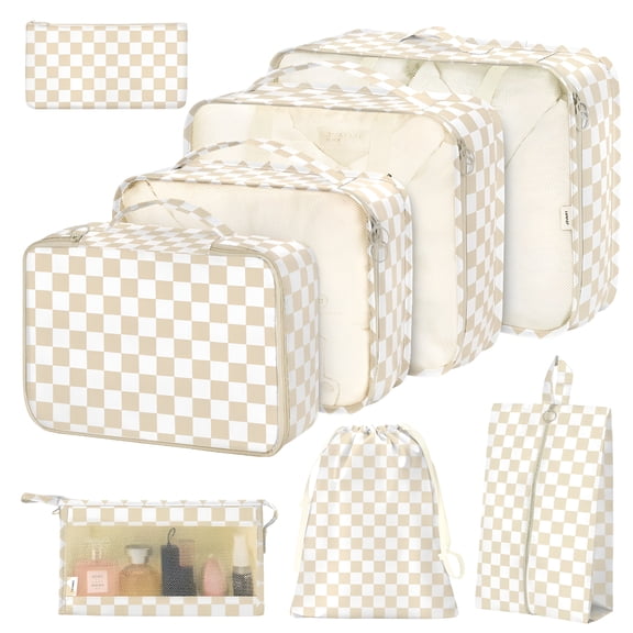 GASTROPOD 2026 New 8Pcs Packing Cubes for Luggage, Packing Cubes for Travel Luggage Packing Organizers (Khaki Plaid), for Travel, Organizing Clothes, Packing, Suitcase Organization, Weekend Trips.