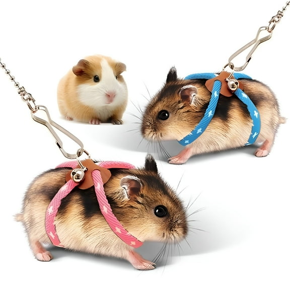 GASTROPOD 2026 New Adjustable Small Pet Hamster Leash Harness Set with Bells Ferrets Traction Rope for Indoor Walking,Playtime,Outdoor Exploration,Pet Training