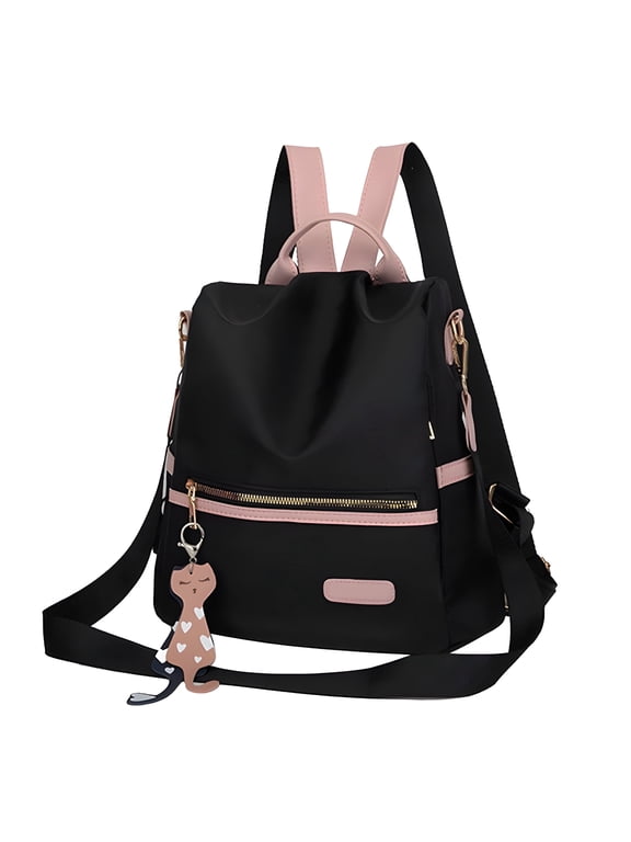 2026 New Backpack Purse for Women, Oxford Cloth One Shoulder Two Shoulder Travel Backpack Fashion Back Open Pocket Handbag, 11" X 5.3" X 11", Black