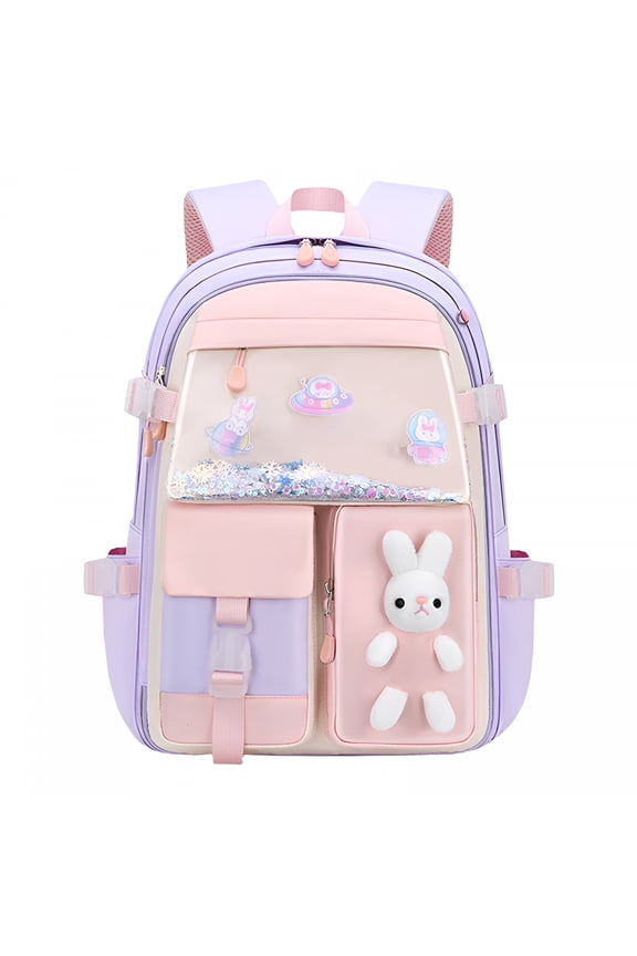2026 New Backpack Sequin Kawaii Bunny Elementary Students Book Bag, Primary Middle School Bookbag Cute Rabbit Waterproof Bookbag for School,Travel,Play,Outing,S Purple