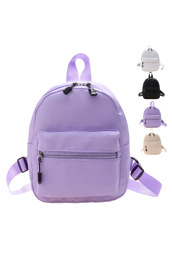 2026 New Casual Nylon Women Mini Backpack Fashion Solid Color Preppy Style Students School Bags Female Small Travel Rucksacks for Commuting, Shopping, Hiking, Travel, Casual, Purple