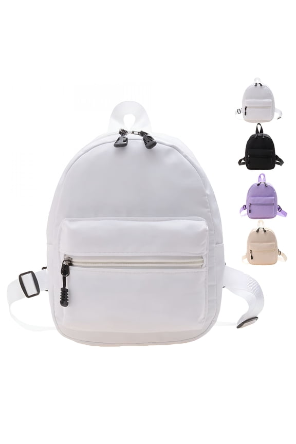 2026 New Casual Nylon Women Mini Backpack Fashion Solid Color Preppy Style Students School Bags Female Small Travel Rucksacks for School,Travel,Shopping,Commute,Dating,Daypack, White