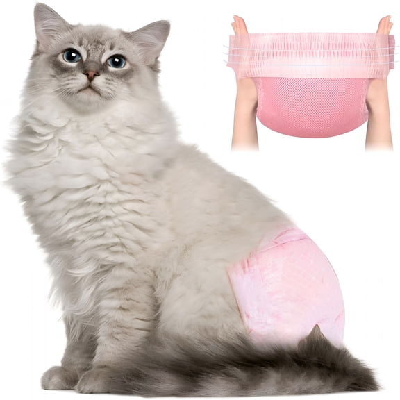 GASTROPOD 2026 New Cat Diapers, Stretchy Waist Wraps for Male & Female Cats, Heat Period Pink, Super Absorbent Leak-Proof Disposable Diapers for Cats & Dogs