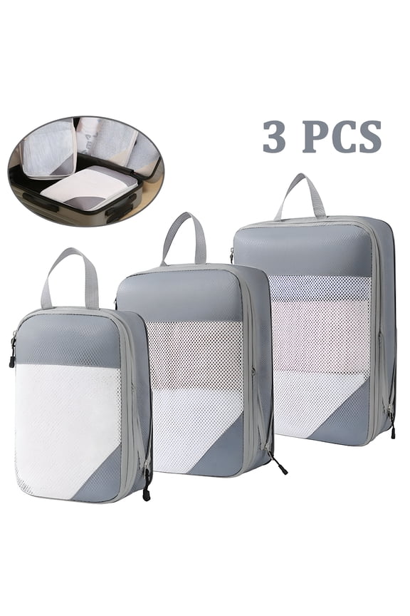 2026 New Compression Packing Cubes for Suitcases. 3 Set Expandable Storage Travel Luggage and Backpack Organizer Travel Compression Bags