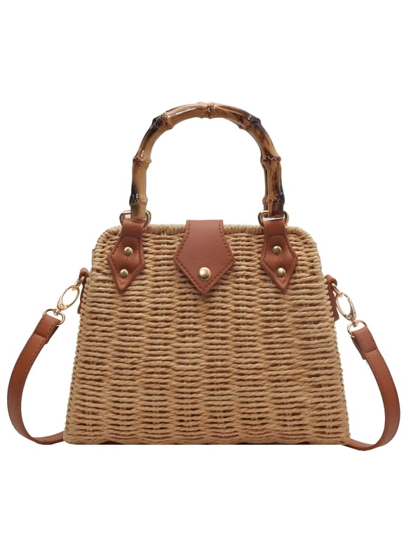 2026 New Cross Body Handbags for Women Straw Woven Beach Bag Summer Handmade Purses Wicker Rattan Bag Holiday for Beach Trips, Vacations, Casual Outings, Summer Holidays, Daily Use