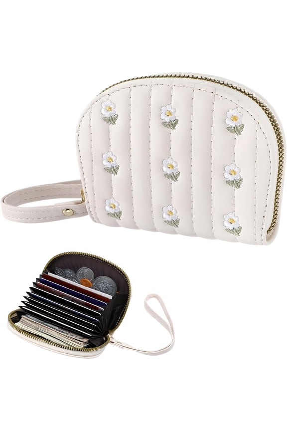 2026 New Daisy Embroidery Girls Wallet - Money Saving for 6-14 Teen Birthday Gifts,White, for Birthday Gifts, Daily Use, Pocket Money Storage, School Accessories, Casual Outings.
