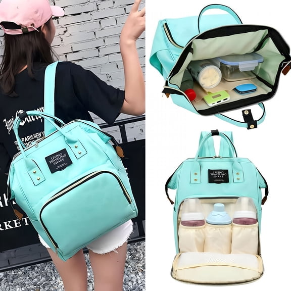 GASTROPOD 2026 New Diaper Bag Backpack, Waterproof 25L Roomy Baby Backpack Diaper Backpack for Boy and Girl with 2 Stroller Straps - Green