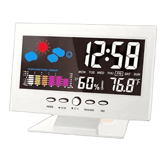 GASTROPOD 2026 New Digital Calendar Temperature Humidity Display Electronic Calendar Color Screen Backlight Electronic Calendar for Home Office Study Bedroom White