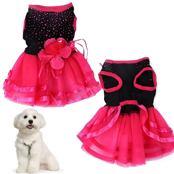 GASTROPOD 2026 New Dog Dress Puppy Skirt Dog Princess Dresses Flower and Sequin Dot Wedding Lace Dress Luxury Bow Dog Dresses for Small Dogs Girl Cat