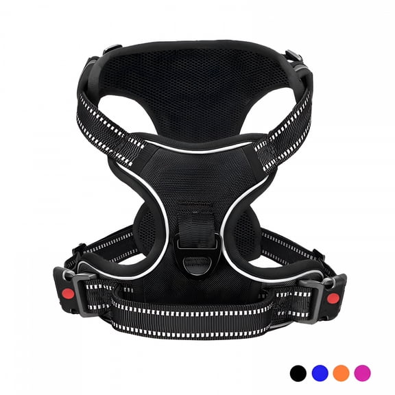 GASTROPOD Dog Harness for Small Dogs,No Pull Pet Harness with 2 Leash Clips,Adjustable Soft Padded Dog Vest Handle,Reflective No Choke Pet Vest Harness,Black,S