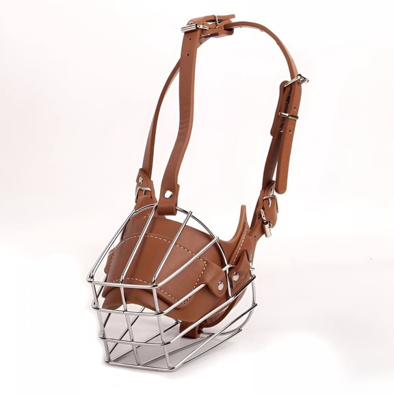 GASTROPOD 2026 New Dog Muzzle,Prevents Chewing and Biting,Metal Mask Basket Allows Panting and Drinking,Adjustable Leather Straps