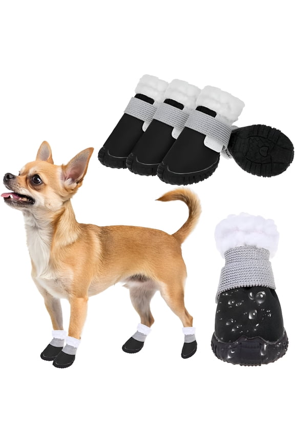 2026 New Dog Winter Boots,Waterproof Dogs Snow Shoes with Anti-Slip Sole & Warm Fleece Lining-Indoor Outdoor Paw Protectors for Dogs,Puppy Booties to Prevent Licking on Hardwood Floors